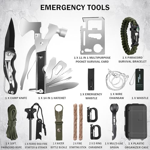 Survival Kit Survival Gear and Equipment 258 PCS with Water Filter