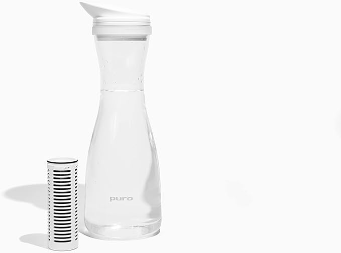 Puro Replacement Filter for Glass Pitcher - 2 PACK - Filters 200 Gallons - Long Lasting Filter - 400% Faster Filtering - Carbon Water Filter Removes Lead, Odors, Microplastics, Chlorine, Impurities