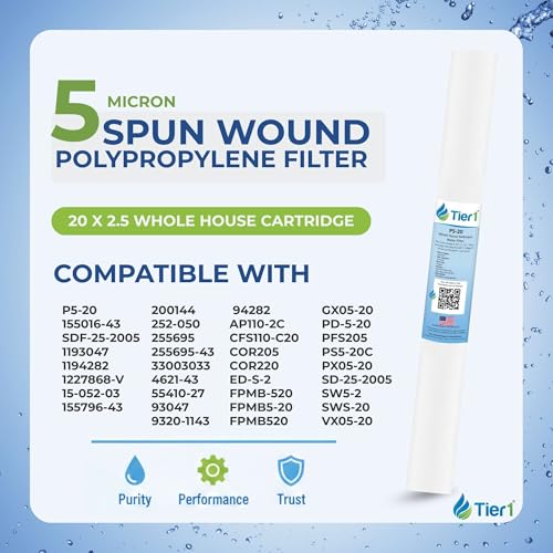 5 Micron 2.5" × 20" Sediment Water Filter (50 Count)