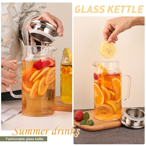 Set of 2 Glass Pitcher with Lid (2 Count)