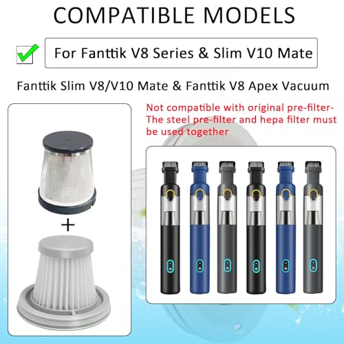 6 pack Washable Hepa with 2 pack Stainless Steel Pre