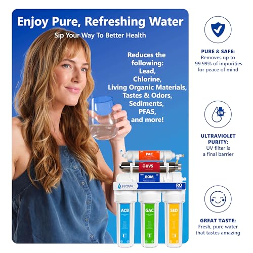 ROUV10D, 6-Stage RO Water Filter System, UV Filter, 100 GPD