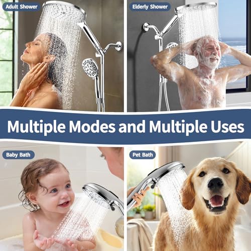 High Pressure Dual Shower Head with Handheld Spray Combo