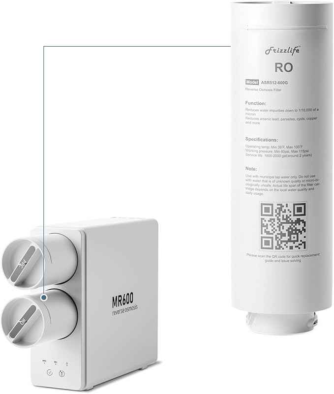 Frizzlife ASR512-600G Replacement RO Filter Cartridge For MR600 Reverse Osmosis System(2nd Stage)