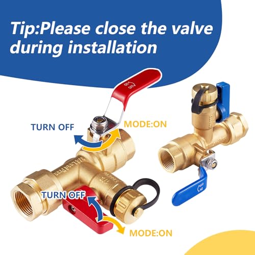 3 4 Inch GUOFIS IPS Tankless Water Heater Valve Kit with Pressure Relief Valve (2 Count)