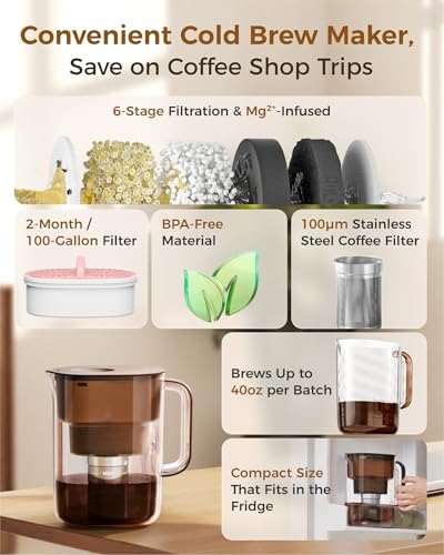 PT 10 Cold Brew Coffee Maker with 1 Magnesium Water Filter