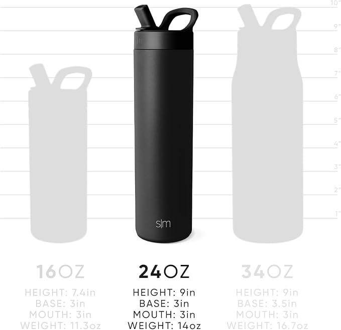 Simple Modern Water Bottle with Straw lid | Insulated Stainless Steel Thermos | Reusable Travel Water Bottles for Gym & Sports | Leak Proof & BPA Free | 24oz, Almond Birch