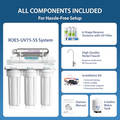 ROES-UV75, 6-Stage Under Sink RO Water Filter System, UV, 75 GPD