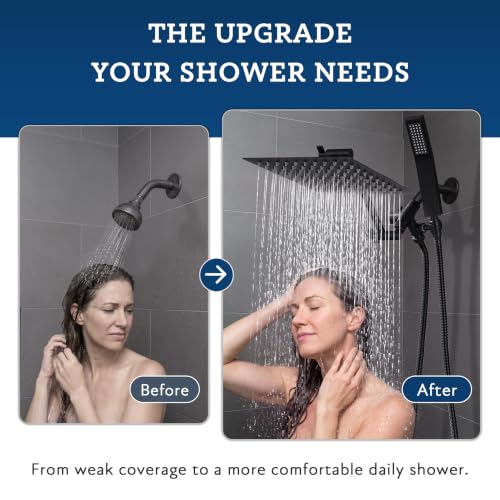 All Metal 8" Rain Shower Head with Handheld for Bathroom Upgrade