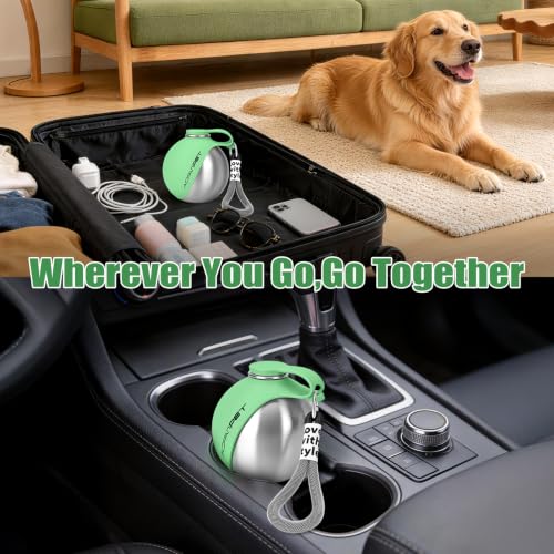Portable Dog Water Bottle 10oz Stainless Steel Travel Dog Water Dispenser with Bowl No