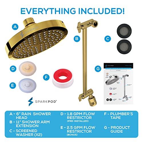 6" Round Rain Shower Head with 11" Shower Arm
