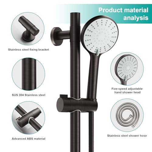 Shower Slide Bar Handheld Shower Head with Hose