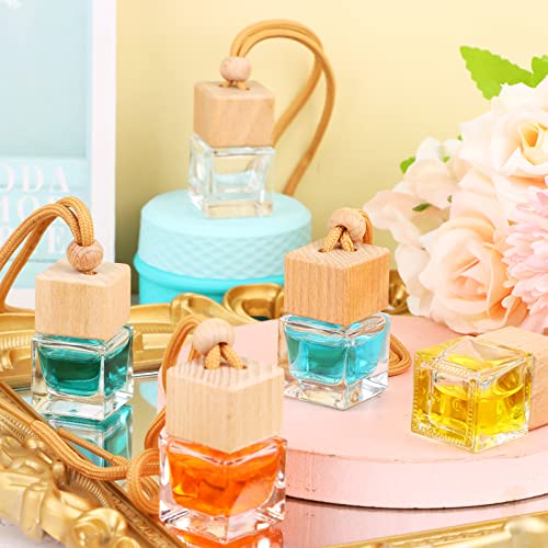 60 Pcs Hanging Car Air Freshener Car Diffuser Bottle Empty Glass Perfume Bottles Air Freshener Diffuser Bottle Pendant for Essential Oils Fragrance Aromatherapy Ornament Decor (60 Count)