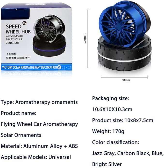 Car Air Freshener,Solar Powered Tires Scents Diffuser,Fashion Automotive Interior Decoration Accessories Purifiers for Car and Home Aromatherapy Dashboard (Silver, 10 * 8 cm)