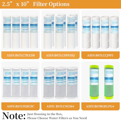 10 Inch PP Sediment Filters 2.5" x 10" (4 Count)
