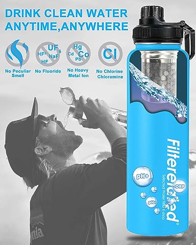 30oz Stainless Steel Portable Alkaline Filter Water Bottle