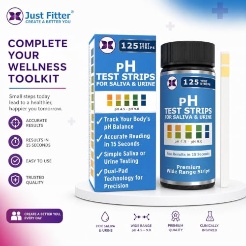 pH Test Strips for Testing Alkaline and Acid Levels in The Body. Track & Monitor Your pH Level Using Saliva and Urine. pH Tester for Highly Accurate Results in Seconds. (125 Count)