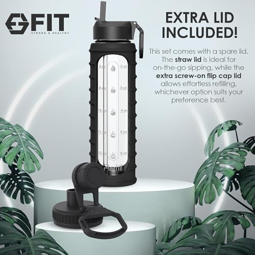 32 oz Glass Water Bottle with Time Marker
