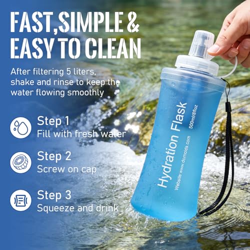 Collapsible Water Bottle with Filter for Travel Hiking Camping 1L