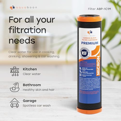 Premium 1 Micron Carbon Block Water Filter 10" x 2.5" (6 Count)