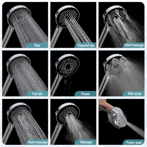 High Pressure Filtered Handheld Shower Head 9 Spray（4 filters）