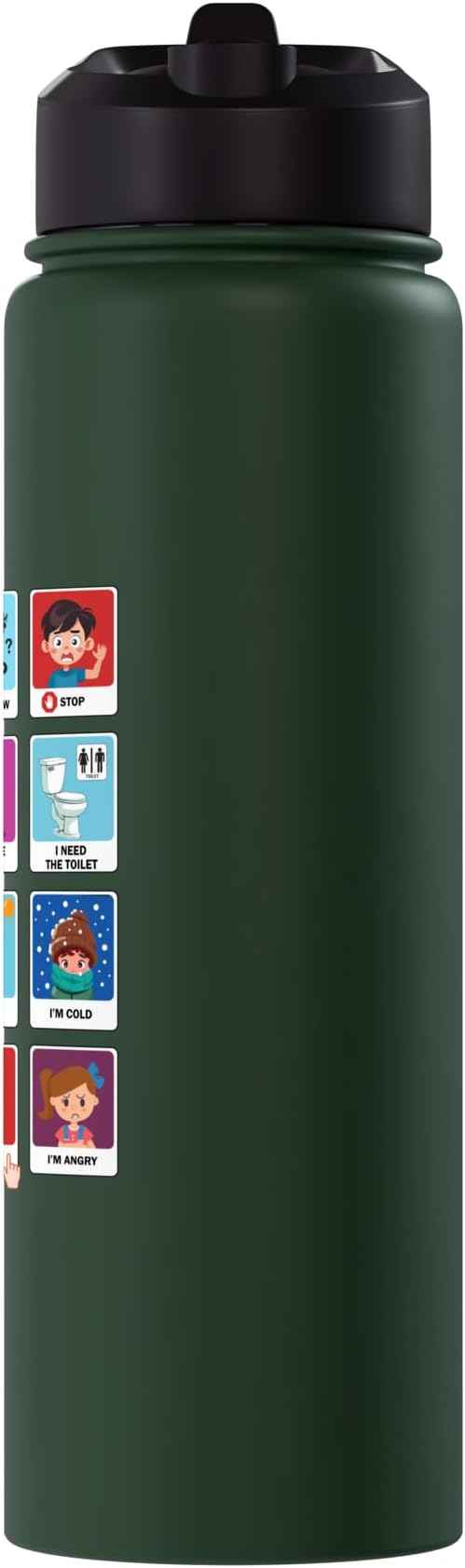 Autism Communication Cards Kids Emotions Speech Therapy AAC Stainless Steel Insulated Water Bottle