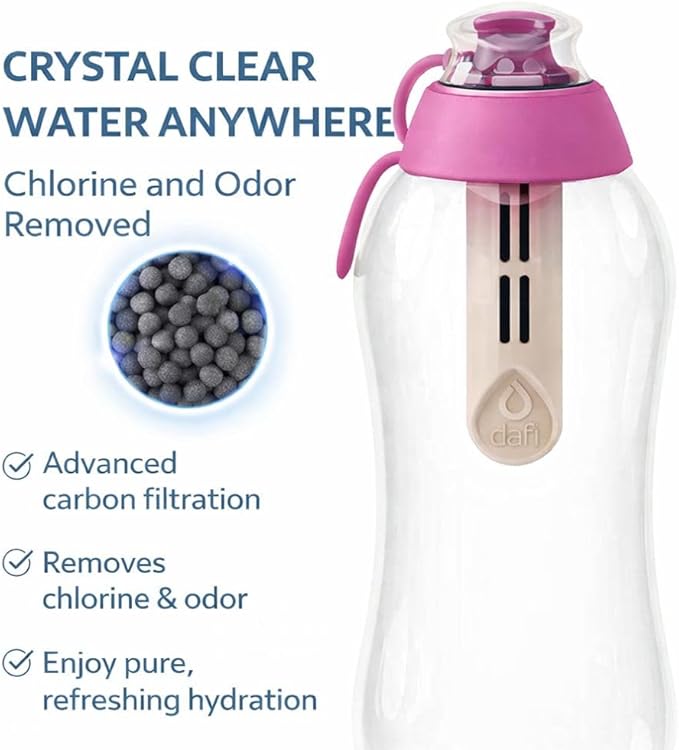 Dafi Sports Water Bottle Filter Replacement - 3-Pack Carbon Water Filters for Dafi Soft & Solid Bottles - Lasts Two Months or 40 Gallons Efficiency - Removes Chlorine Taste - BPA-Free - Colour Beige