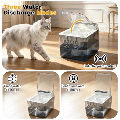 2026 New Upgrade Wireless Cat Water Fountain of 3L with Induction Lid