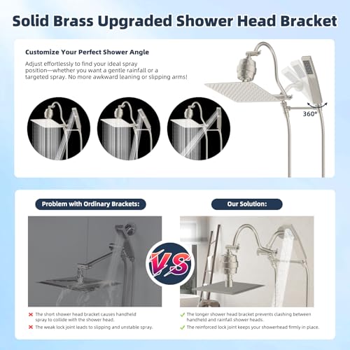 All Metal 10'' Filtered Rainfall Shower Head Combo