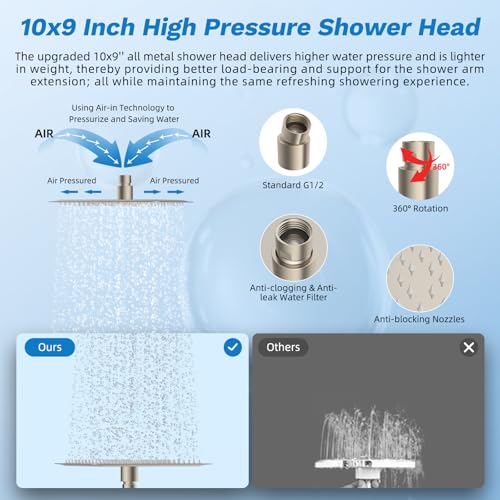 10" Dual Filtered 10" Rainfall Shower Head with Handheld 10