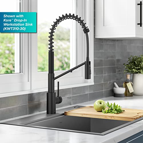 Oletto 2-in-1 Commercial Style Pull-Down Single Handle Water Filter Kitchen Faucet for Reverse Osmosis or Water Filtration System in Matte Black, KFF-2631MB