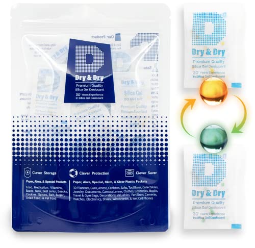 5 Gram [35 Packets] Premium Pure & Safe Orange Indicating Silica Gel Packets Desiccant Dehumidifiers