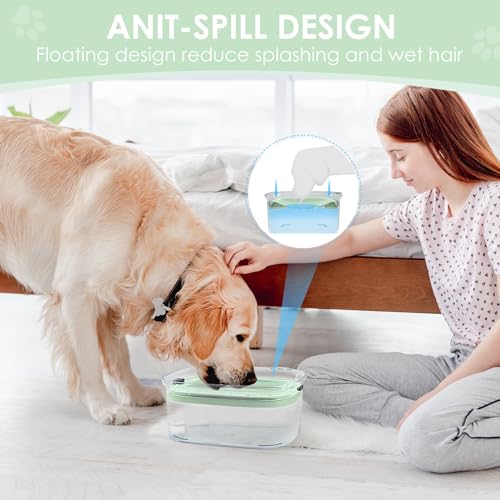 3L No Spill Dog Water Bowl with Slow Drinking Disk