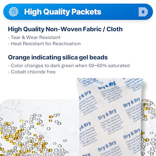 500 Gram [10 Packs] Orange Indicating Mixed Silica Gel Packets Siilca Gel Desiccant
