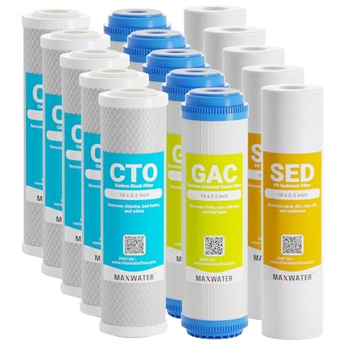 5 Micron Replacement 10 x 2.5 inch Filter Cartridge Set For Standard RO (15 Count)
