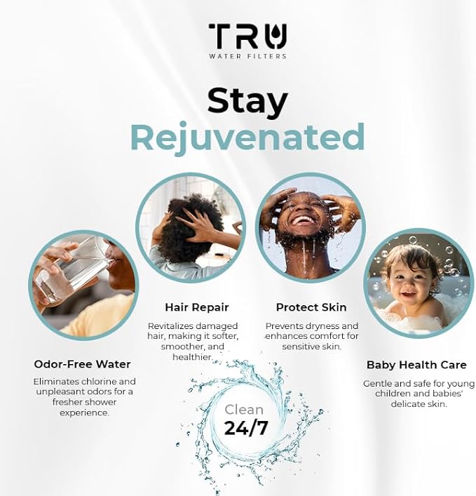 TRU High Output Shower Filter - Reduces Chlorine and other Harmful Sediments. Relieves dry and itchy skin, while Improving the health of your Hair, Skin, and Nails (Black)