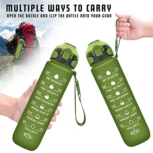 32 oz Drinking Water Bottle with Times to Drink and Straw