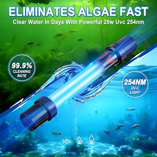 20W UV Pond Clarifier for Koi Pond Aquarium and Fish Tank