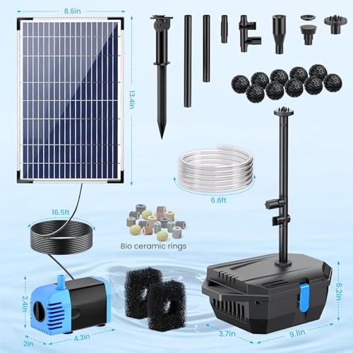 Pond Filter with 12W Solar Fountain Pump