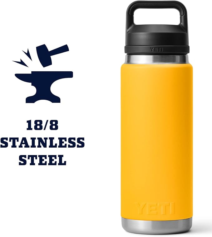 YETI Rambler 26 oz Bottle, Leakproof, Vacuum Insulated, Stainless Steel with Chug Cap, Alpine Yellow