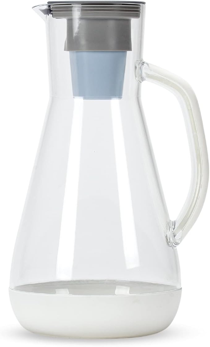 Hydros 64 Ounce Water Filter Pitcher with Patented Fast Flo Tech, 60 Second Quick Fill-Up and BPA-Free Recyclable Filter, Eight Cup Capacity, White