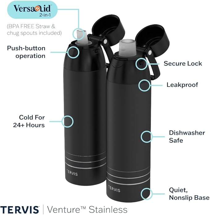 Tervis Venture Water Bottle Star Wars - Lightsaber Detail Triple Insulated Tumbler Travel Cup Keeps Drinks Cold & Hot, 26oz, Stainless Steel