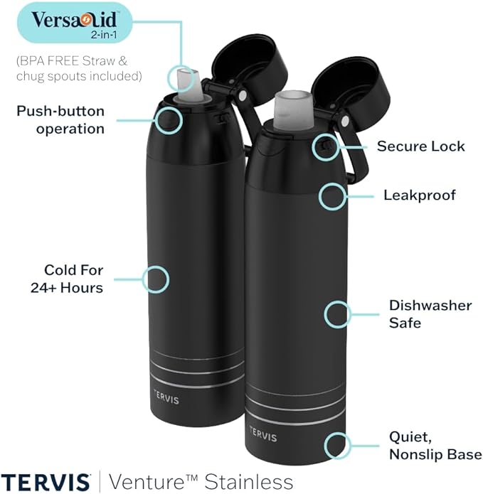 Tervis Venture Water Bottle Star Wars - Lightsaber Detail Triple Insulated Tumbler Travel Cup Keeps Drinks Cold & Hot, 36oz, Stainless Steel