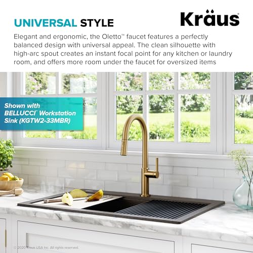 Spot Free Brushed Brass Pull Down Kitchen Faucet KPF