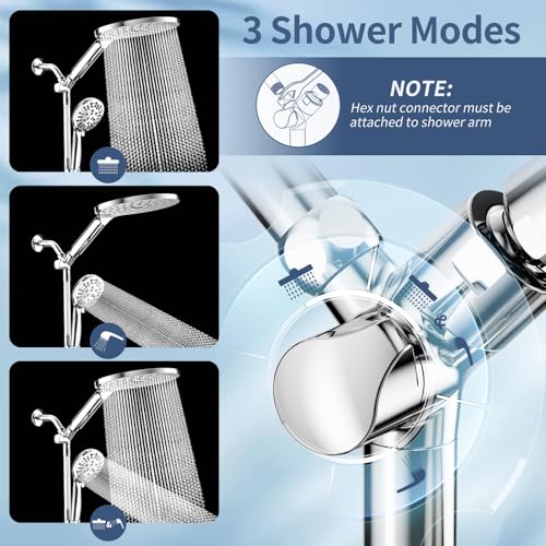 High Pressure Dual Shower Head with Handheld Spray Combo