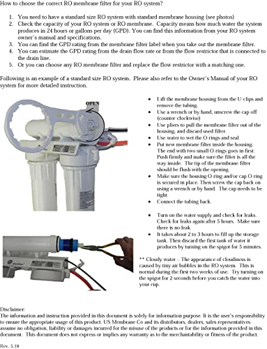 USM compatible RO membrane filter for GE FX12M