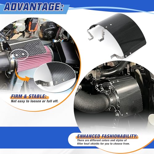 PTNHZ Universal Stainless Steel Air Intake Filter Cover Heat Shield Fits for 2.5