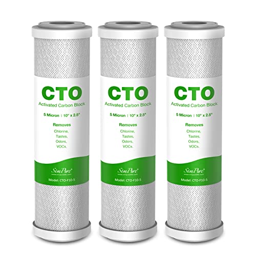 5 Micron 10" x 2.5" Whole House Carbon Sediment Water Filter Cartridge Replacement for Home Under (3 Count)