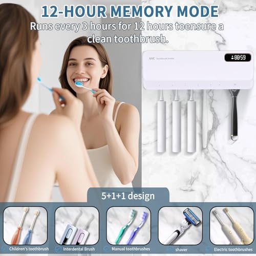 UV Toothbrush Sanitizeri Holder with 99.9% Cleaning