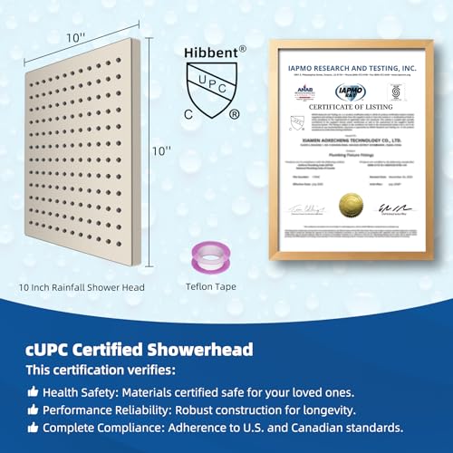 cUPC Certified High Pressure 10'' Rain Shower Head